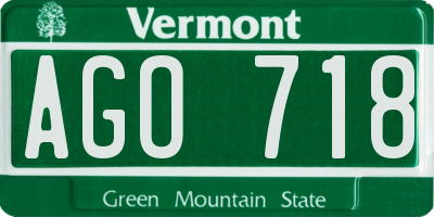 VT license plate AGO718