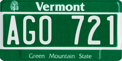VT license plate AGO721