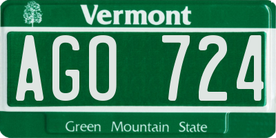 VT license plate AGO724