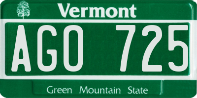 VT license plate AGO725
