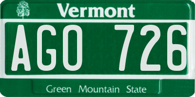VT license plate AGO726