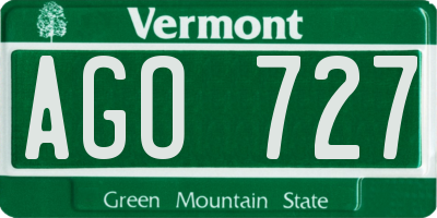 VT license plate AGO727