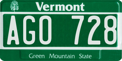 VT license plate AGO728