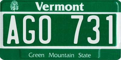 VT license plate AGO731