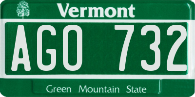 VT license plate AGO732
