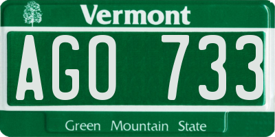 VT license plate AGO733