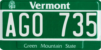 VT license plate AGO735