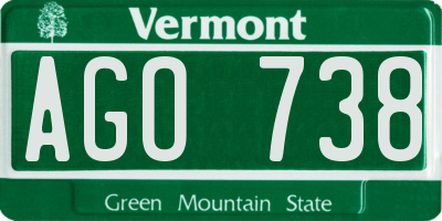 VT license plate AGO738