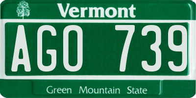 VT license plate AGO739