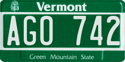 VT license plate AGO742
