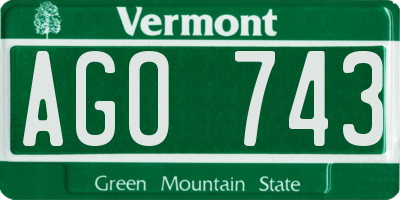 VT license plate AGO743