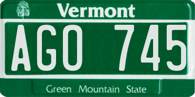 VT license plate AGO745