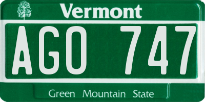 VT license plate AGO747