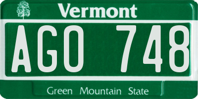 VT license plate AGO748