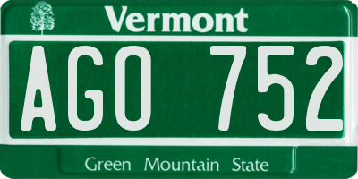 VT license plate AGO752