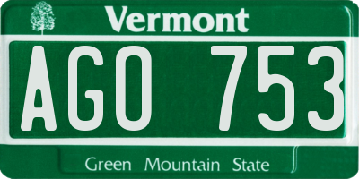 VT license plate AGO753