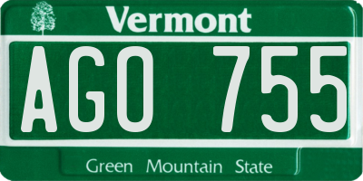 VT license plate AGO755