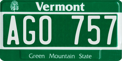 VT license plate AGO757