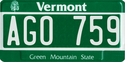 VT license plate AGO759