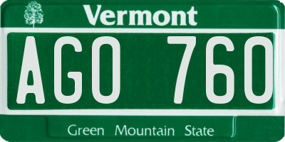 VT license plate AGO760