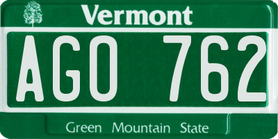 VT license plate AGO762