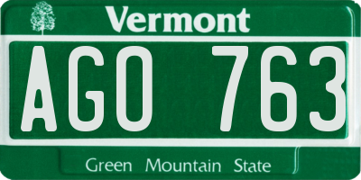 VT license plate AGO763