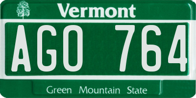VT license plate AGO764