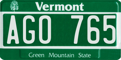 VT license plate AGO765