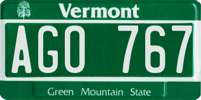 VT license plate AGO767