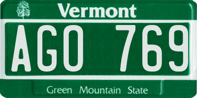 VT license plate AGO769