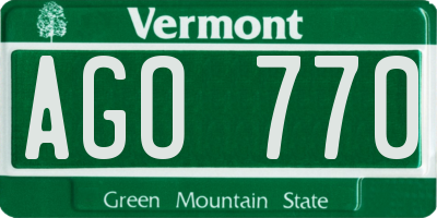 VT license plate AGO770