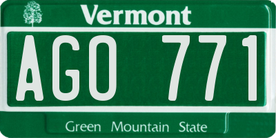 VT license plate AGO771