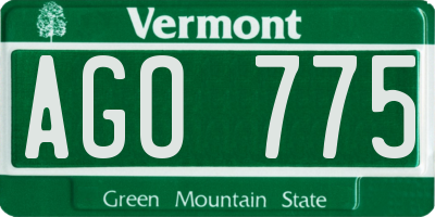 VT license plate AGO775