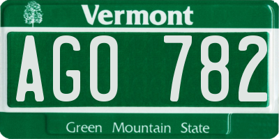 VT license plate AGO782