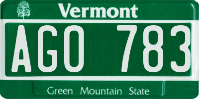 VT license plate AGO783