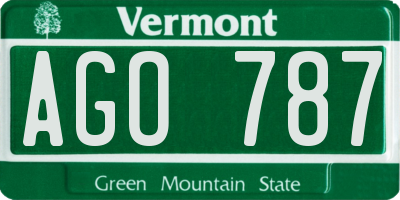 VT license plate AGO787