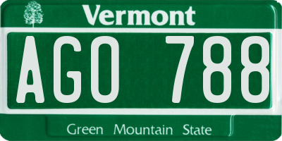 VT license plate AGO788