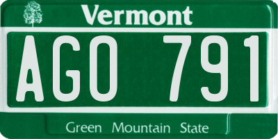 VT license plate AGO791