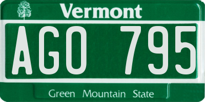 VT license plate AGO795