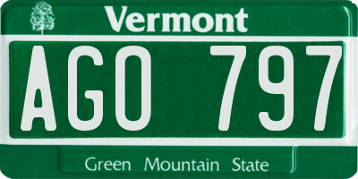 VT license plate AGO797