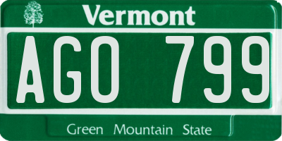 VT license plate AGO799