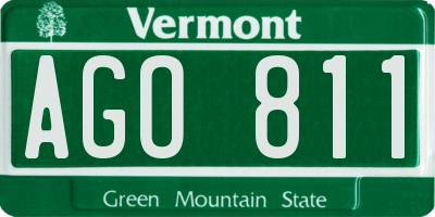 VT license plate AGO811