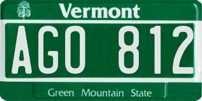 VT license plate AGO812