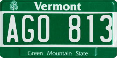 VT license plate AGO813