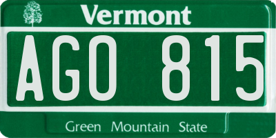 VT license plate AGO815