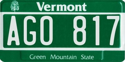VT license plate AGO817