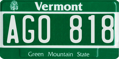 VT license plate AGO818