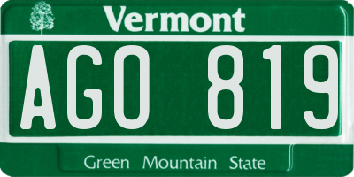 VT license plate AGO819