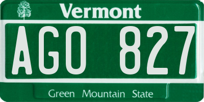 VT license plate AGO827