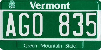 VT license plate AGO835